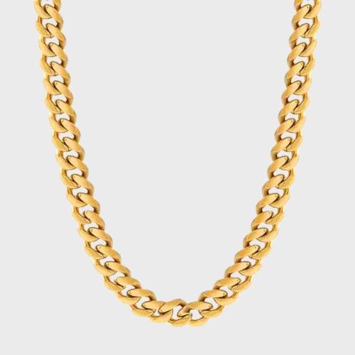 10 mm złocisty naszyjnik łańcuszkowy ze stali szlachetnej