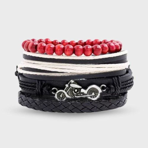 Barwny zestaw bransoletek z motocyklem