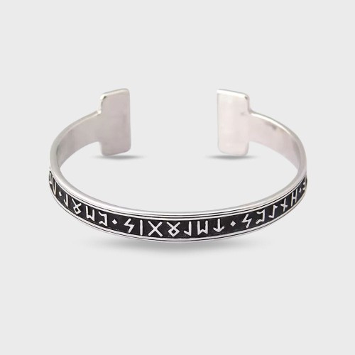 Bransoletka mankietowa z runami wikingów ze stali