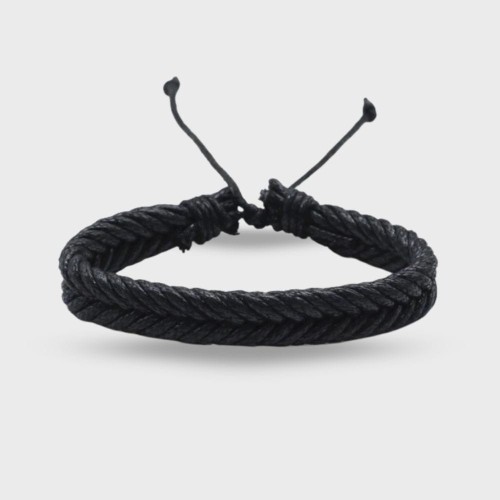Czarna ręcznie pleciona bransoletka bawełniana z regulacją