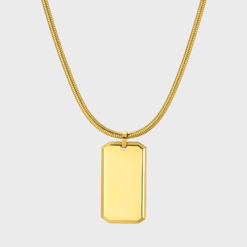 Złocisty stalowy naszyjnik z nieśmiertelnikiem