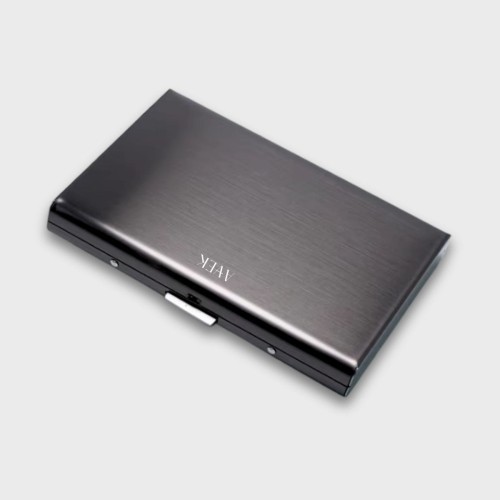 Czarne stalowe etui na karty RFID