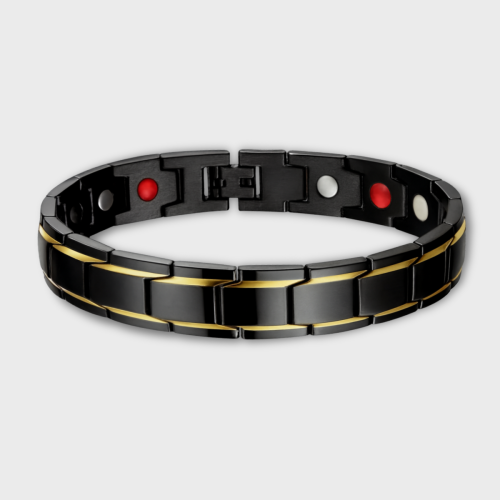 Czarno-złota bransoletka magnetyczna ze stali