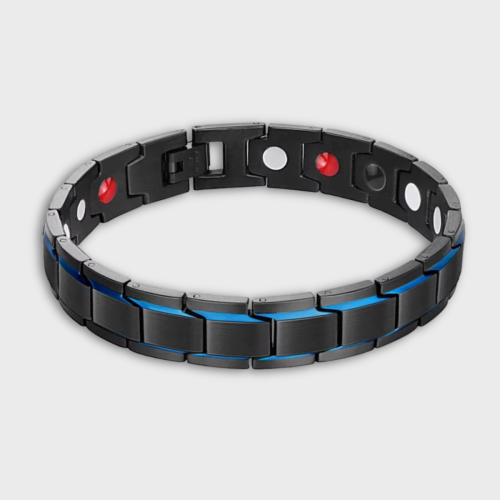 Czarno-niebieska magnetyczna bransoletka ze stali