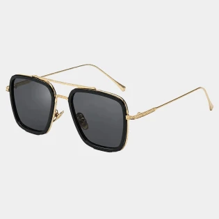 Czarno-złote okulary przeciwsłoneczne aviator