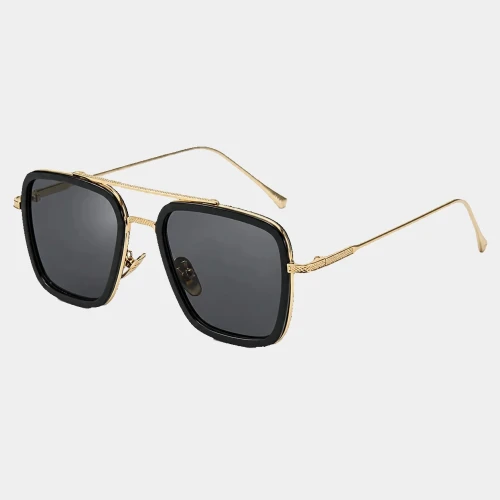 Czarno-złote okulary przeciwsłoneczne aviator