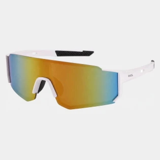 Biało-pomarańczowe okulary przeciwsłoneczne sportowe wraparound
