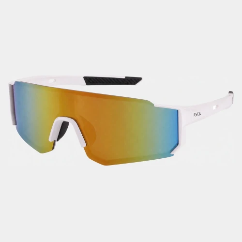Biało-pomarańczowe okulary przeciwsłoneczne sportowe wraparound