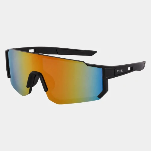 Czarno-pomarańczowe okulary przeciwsłoneczne sportowe wraparound