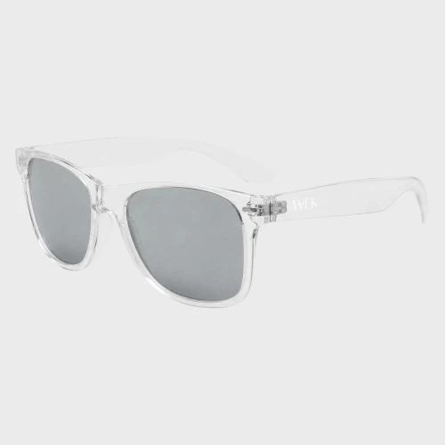 Biało-srebrne polaryzacyjne okulary przeciwsłoneczne wayfarer