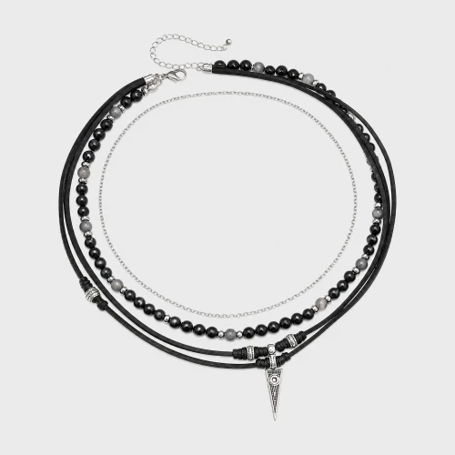 Czarny choker wielowarstwowy z grotem