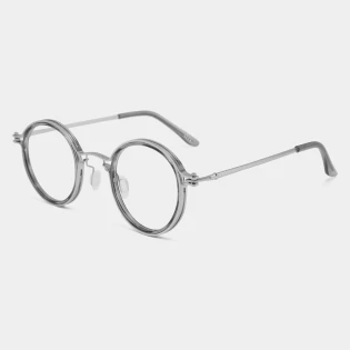 Szaro-srebrne okrągłe okulary zerówki
