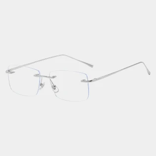 Srebrne bezramkowe okulary zerówki