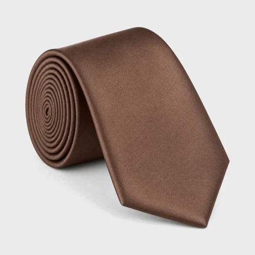 Krawat poliestrowy ciemnobrązowy 8 cm