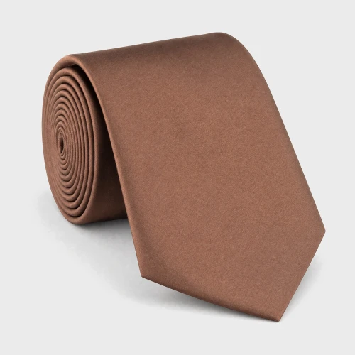 Krawat jedwabny ciemnobrązowy 8 cm