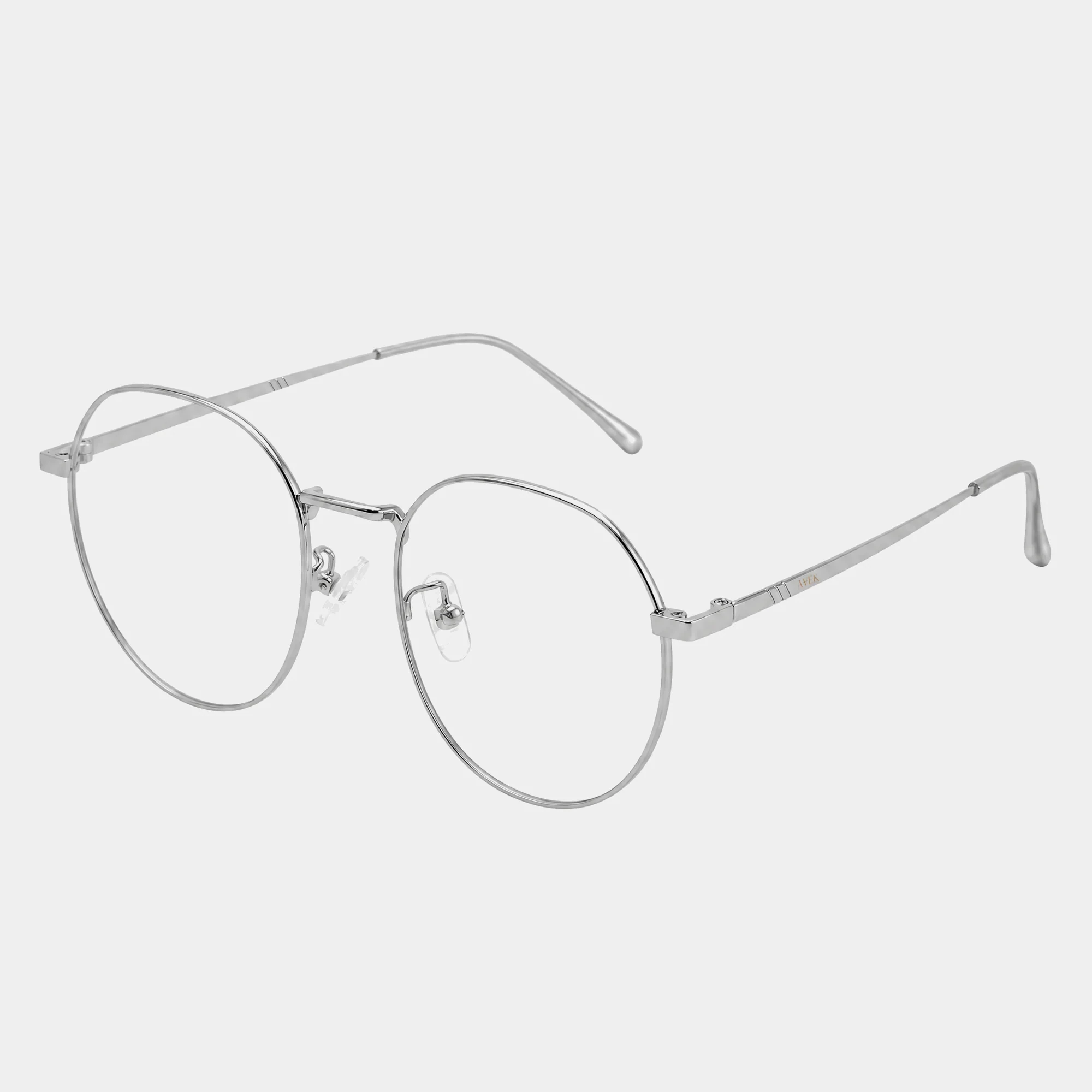 Srebrne okrągłe okulary zerówki w cienkiej metalowej oprawie
