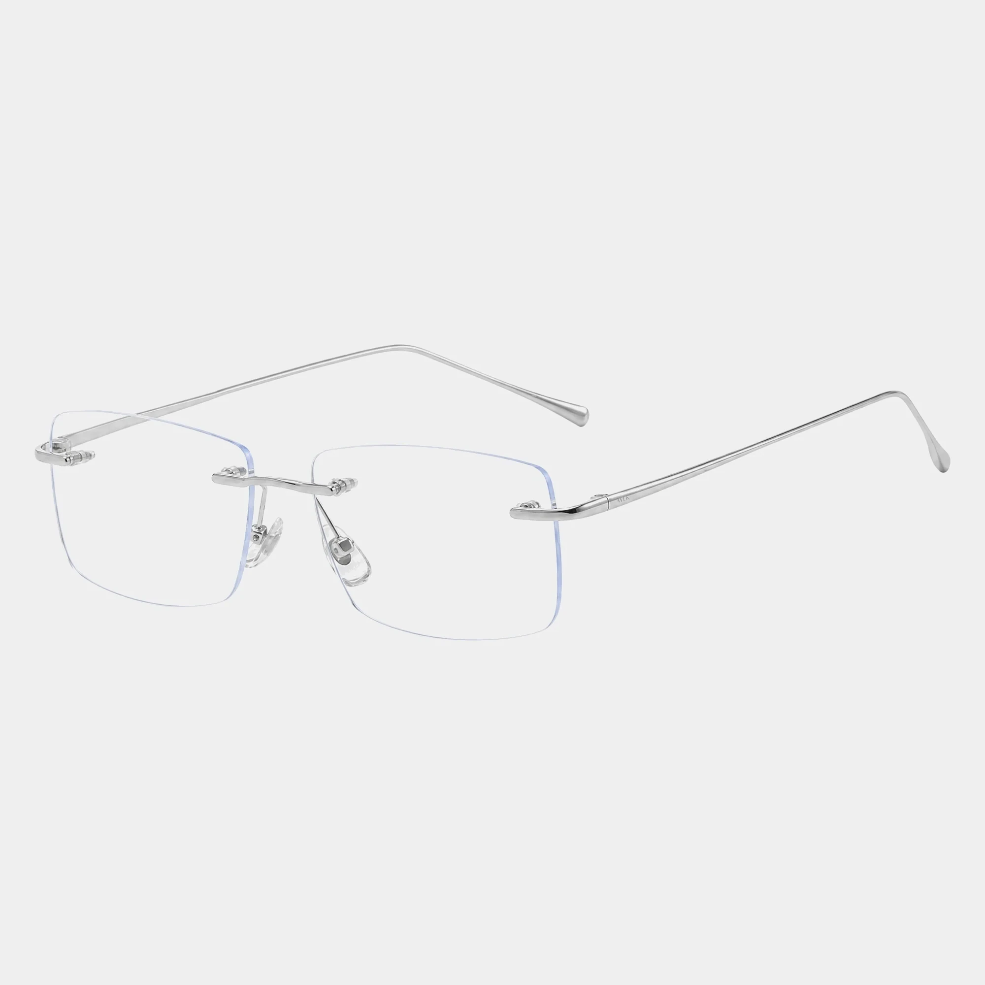Srebrne bezramkowe okulary zerówki